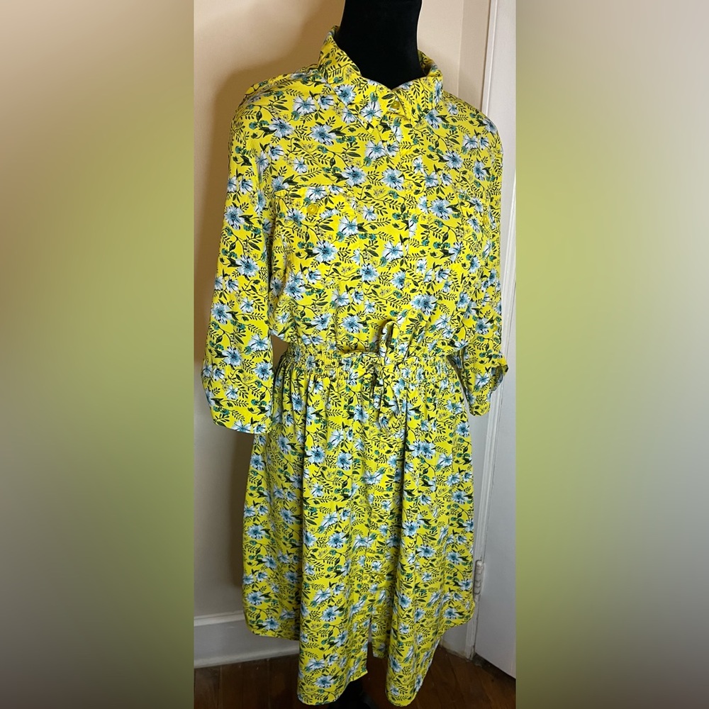 Millenium Floral Yellow Dress with tie in the front